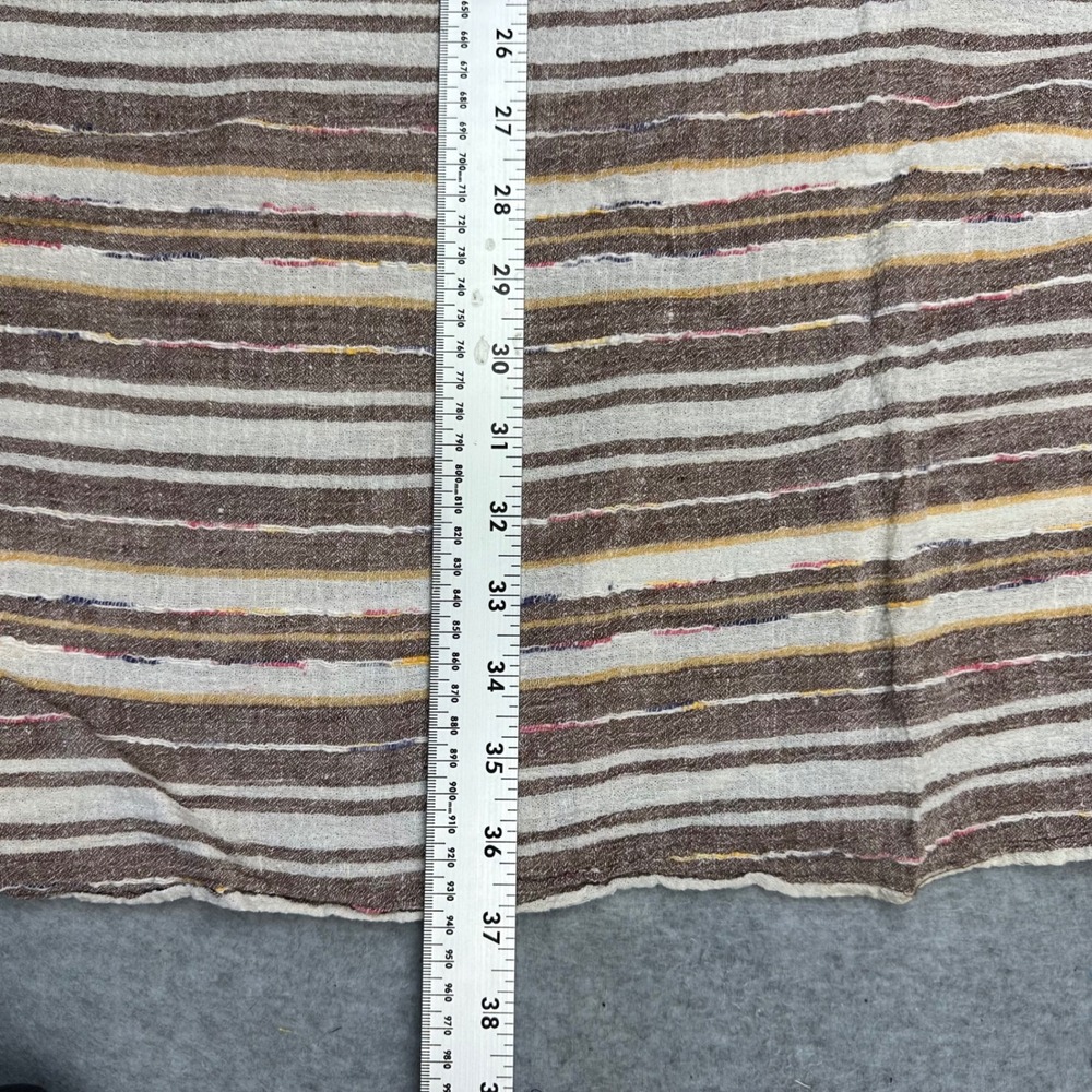Vtg Woven Textured Slub Striped Fabric Brown Cream Mustard 36.5x57 Multi-Color - Picture 2 of 5